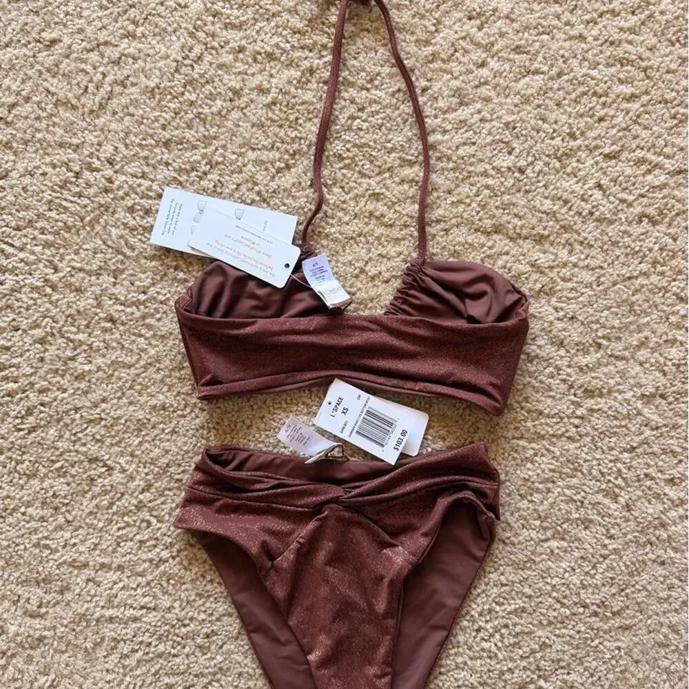 New L space brown bikini set xs/s